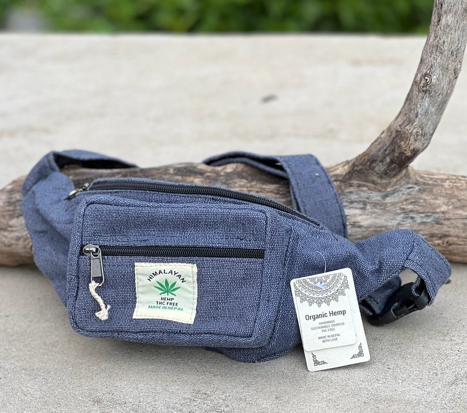 Boho Style Hemp Fanny Pack – Handmade Adjustable Waist & Crossbody Bag