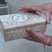 Hand Carved Celestials Star Moon Wooden Box Keepsake Jewelry Storage