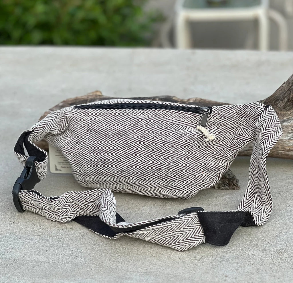 Boho Style Hemp Fanny Pack – Handmade Adjustable Waist & Crossbody Bag