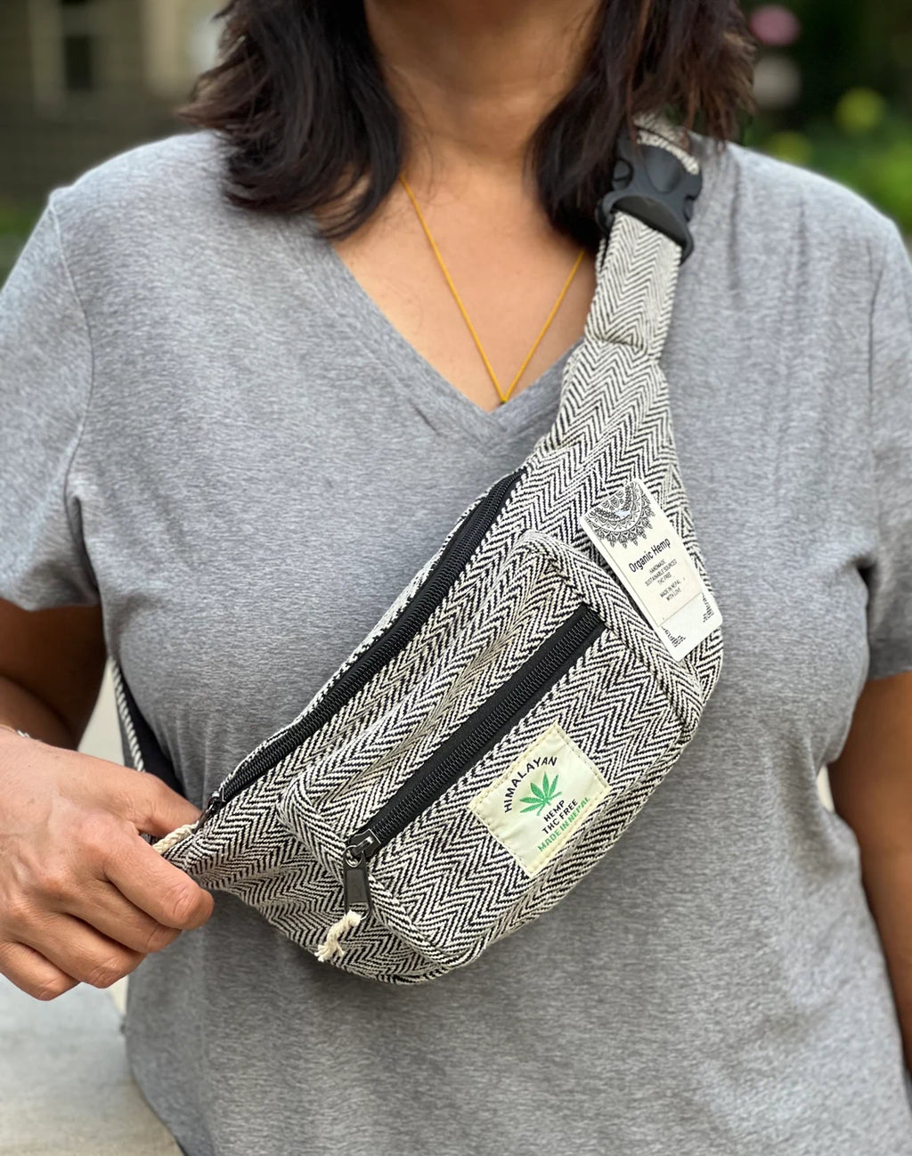 Boho Style Hemp Fanny Pack – Handmade Adjustable Waist & Crossbody Bag