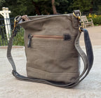 Upcycled Military Tent And Cowhide Crossbody Bag - DharmaObjects
