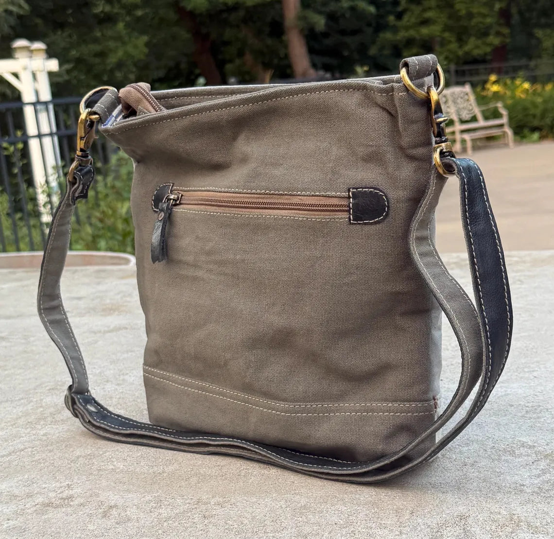 Upcycled Military Tent And Cowhide Crossbody Bag - DharmaObjects