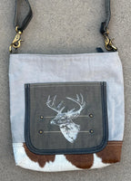 Upcycled Military Tent And Cowhide Crossbody Bag - DharmaObjects