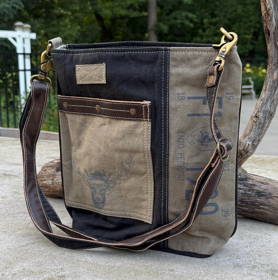 Repurposed Military Canvas Rustic Deer Bag - DharmaObjects
