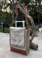 Upcycled Military Tent Crossbody Bag: Eco-Friendly Leather & Brass - DharmaObjects