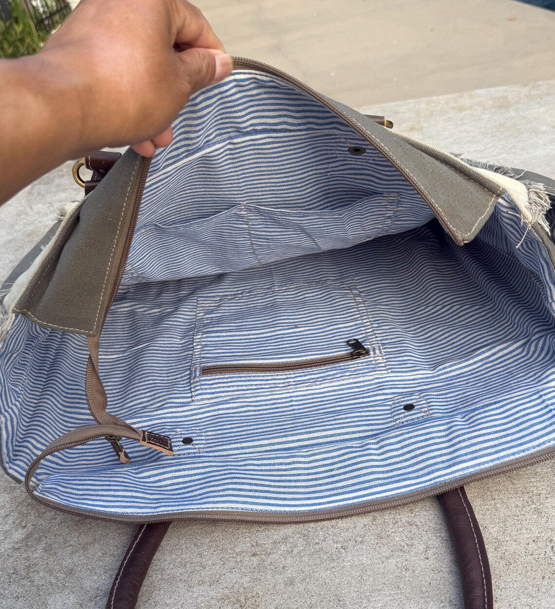 Upcycled Military Canvas Tent Tote - DharmaObjects