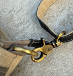 Repurposed Military Tent Crossbody Bag: Leather Trim & Brass Hardware - DharmaObjects