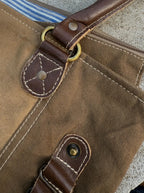 Eco-Friendly Shoulder Bag –  Recycled Upcycled Military Tent & Leather with Brass Hardware - DharmaObjects