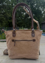 Sustainable Canvas Shoulder Beach Bag – Upcycled Military Tent with Brass Hardware and Genuine Leather handle - DharmaObjects
