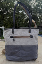 Recycled Military Tent Tote: Large Eco-Friendly Market Bag with Leather Handles - DharmaObjects