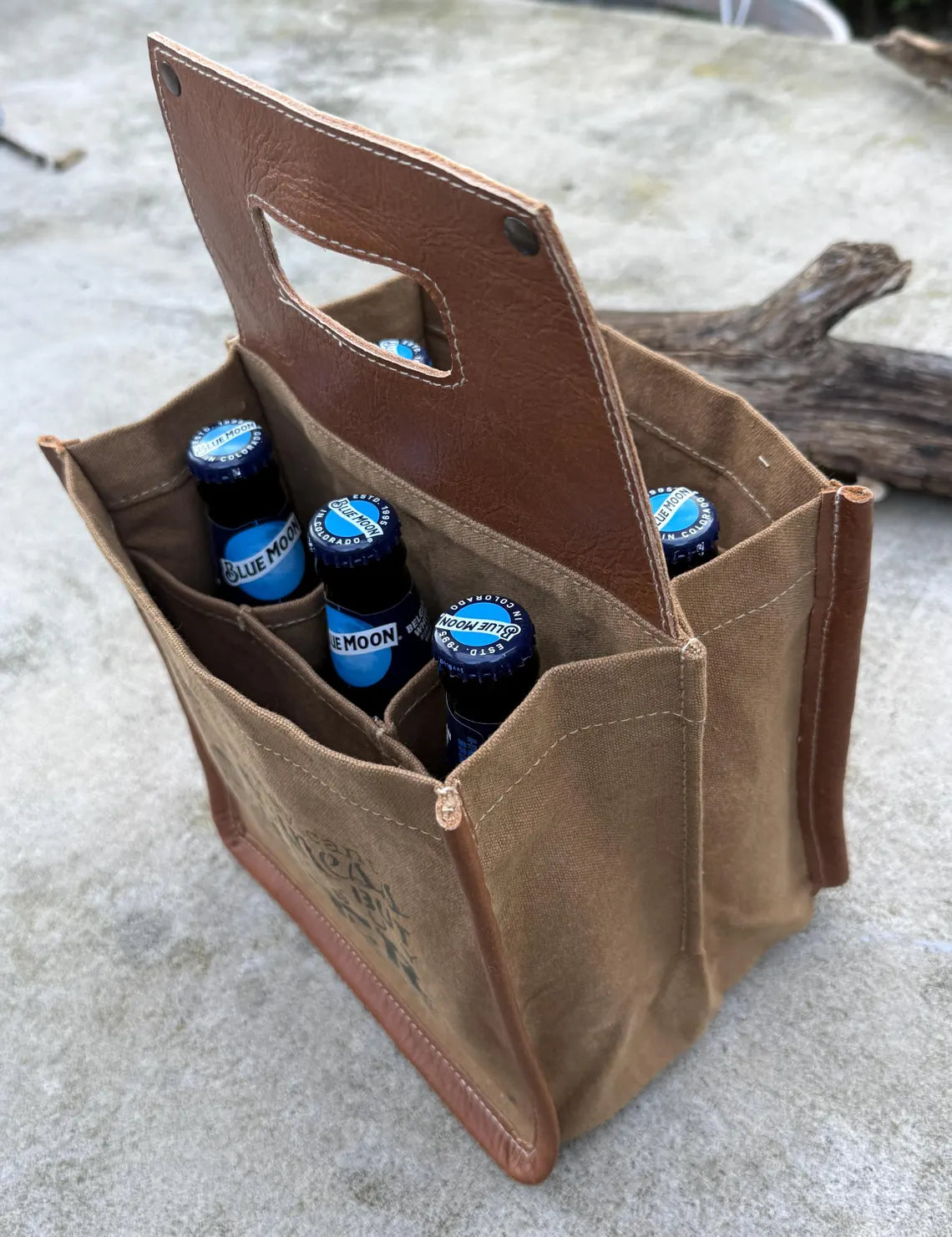 Repurposed Military Canvas Beer Caddy: Rustic Beer Lover Gift - DharmaObjects