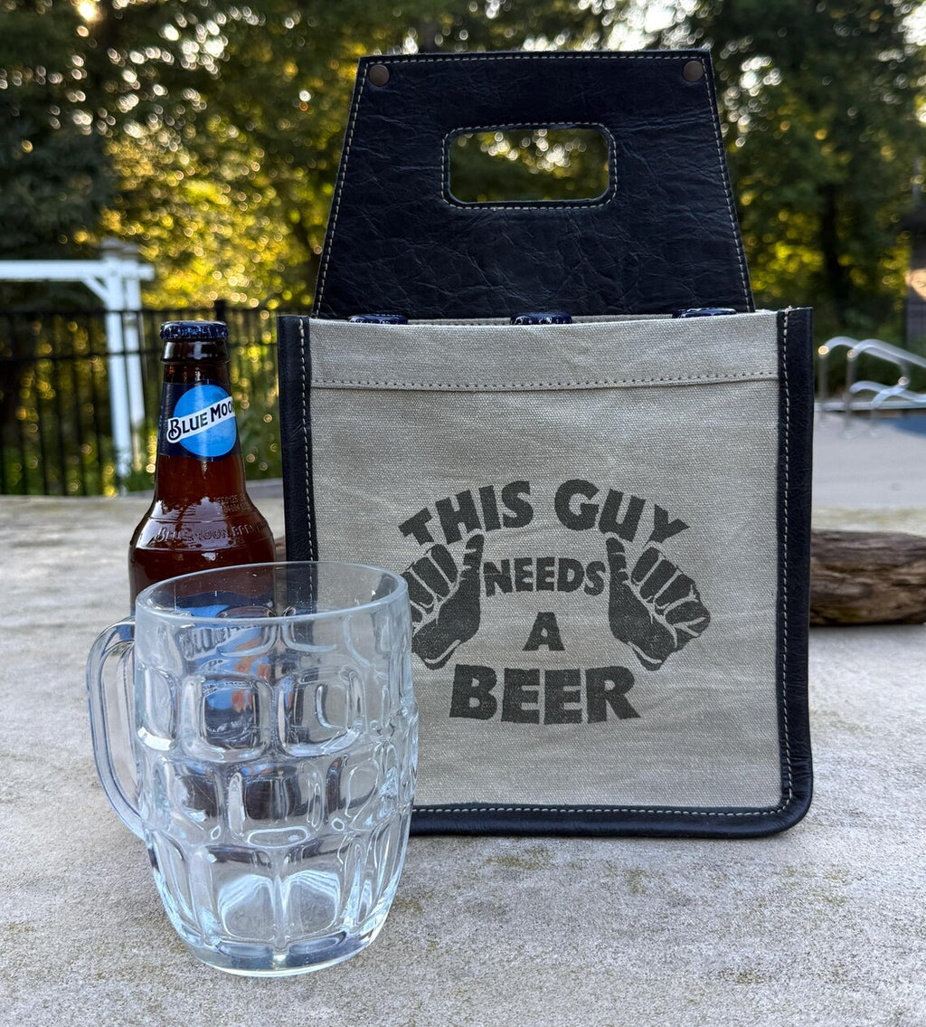 Repurposed Military Canvas Beer Caddy: Rustic Beer Lover Gift - DharmaObjects