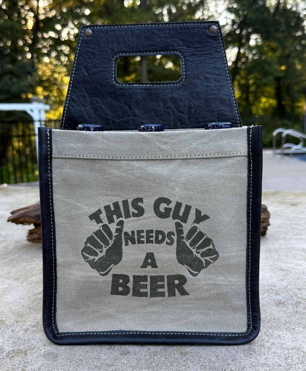 Repurposed Military Canvas Beer Caddy: Rustic Beer Lover Gift - DharmaObjects