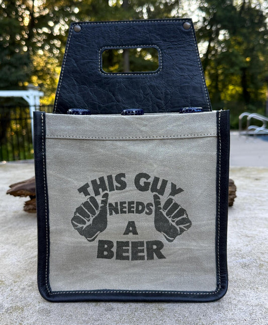 Repurposed Military Canvas Beer Caddy: Rustic Beer Lover Gift - DharmaObjects