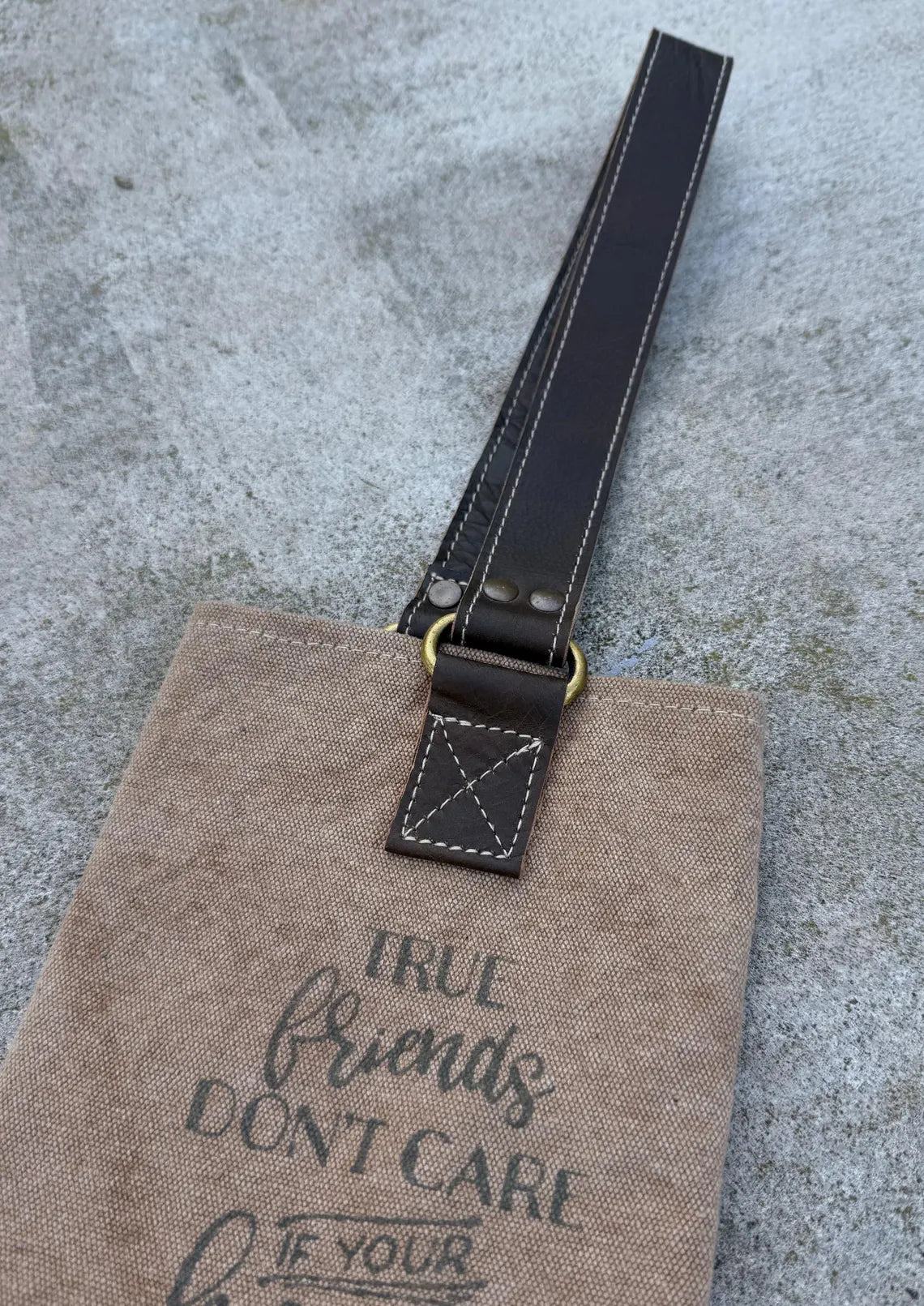 Upcycled Military Tent Canvas Wine Bag: Rustic Leather Carrier - DharmaObjects