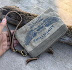 Recycled Military Canvas Wristlet: Rustic Adventure Clutch, Eco-Friendly Makeup Bag - DharmaObjects