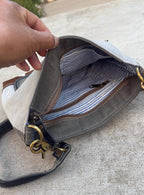 Upcycled Military Tent And Cowhide Crossbody Bag - DharmaObjects