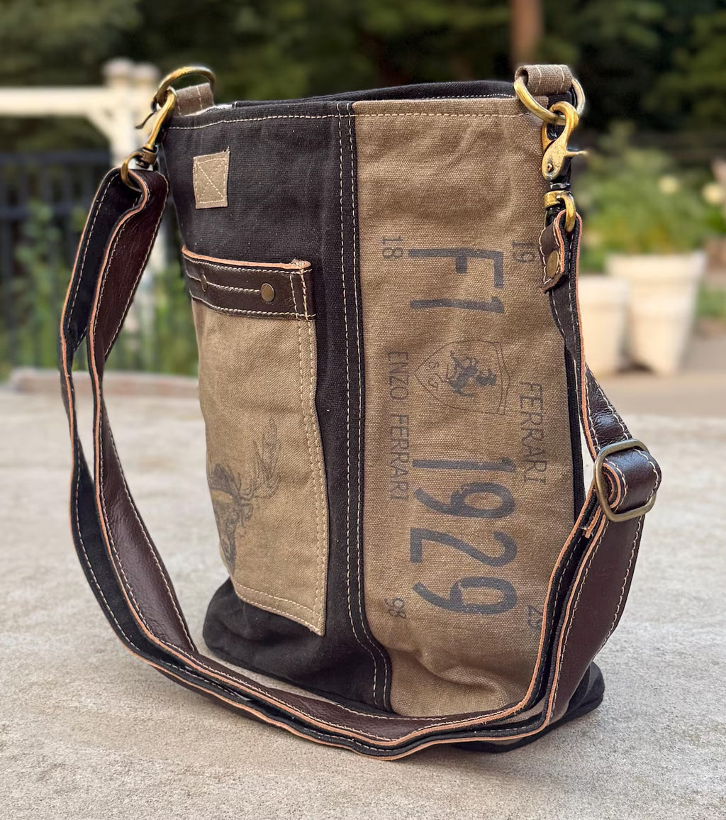 Repurposed Military Canvas Rustic Deer Bag - DharmaObjects