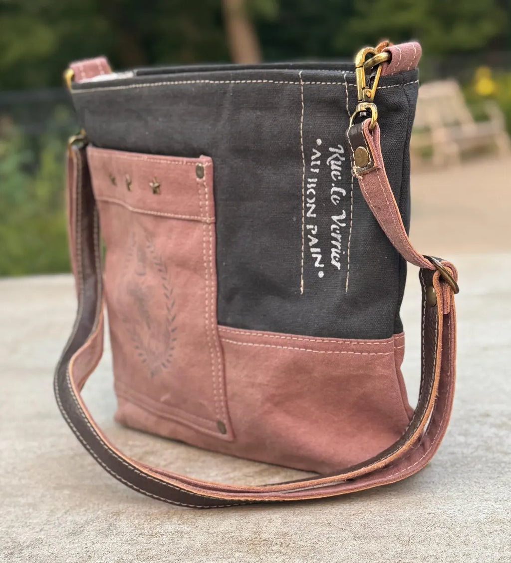 Queen Bee Rustic Upcycled Military Canvas Bag - DharmaObjects