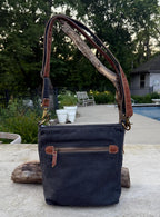 Repurposed Military Tent Moon Cat Crossbody Bag - DharmaObjects