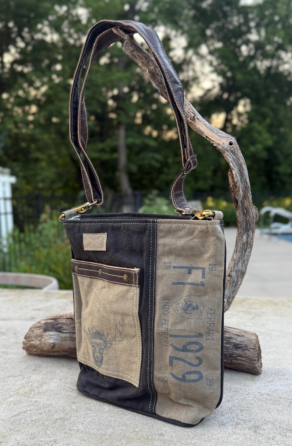 Repurposed Military Canvas Rustic Deer Bag - DharmaObjects