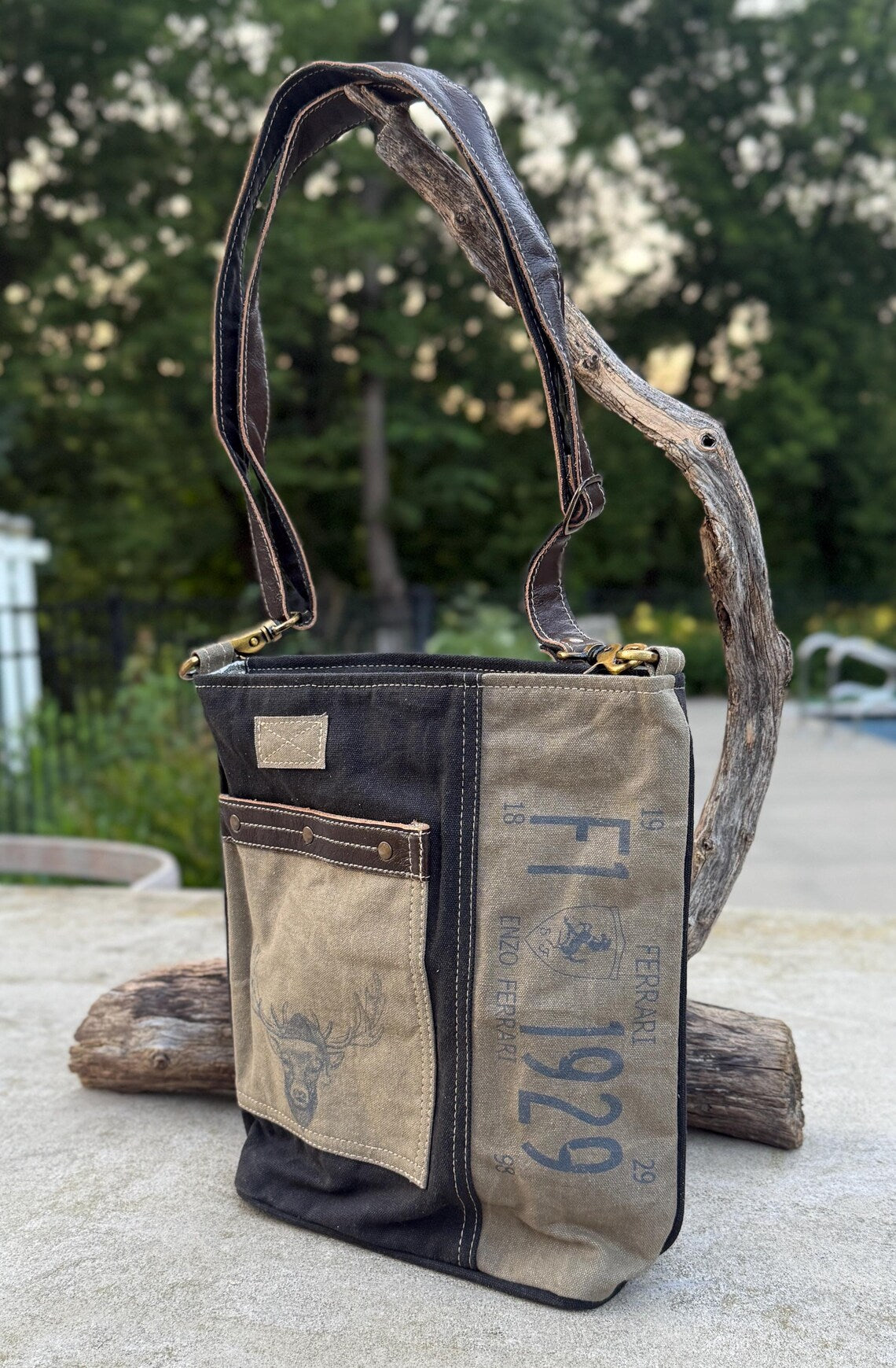 Repurposed Military Canvas Rustic Deer Bag - DharmaObjects