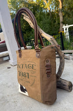 Eco-Friendly Shoulder Bag –  Recycled Upcycled Military Tent & Leather with Brass Hardware - DharmaObjects
