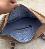Sustainable Canvas Shoulder Beach Bag – Upcycled Military Tent with Brass Hardware and Genuine Leather handle - DharmaObjects