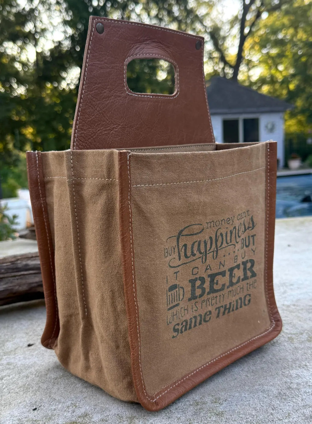 Repurposed Military Canvas Beer Caddy: Rustic Beer Lover Gift - DharmaObjects