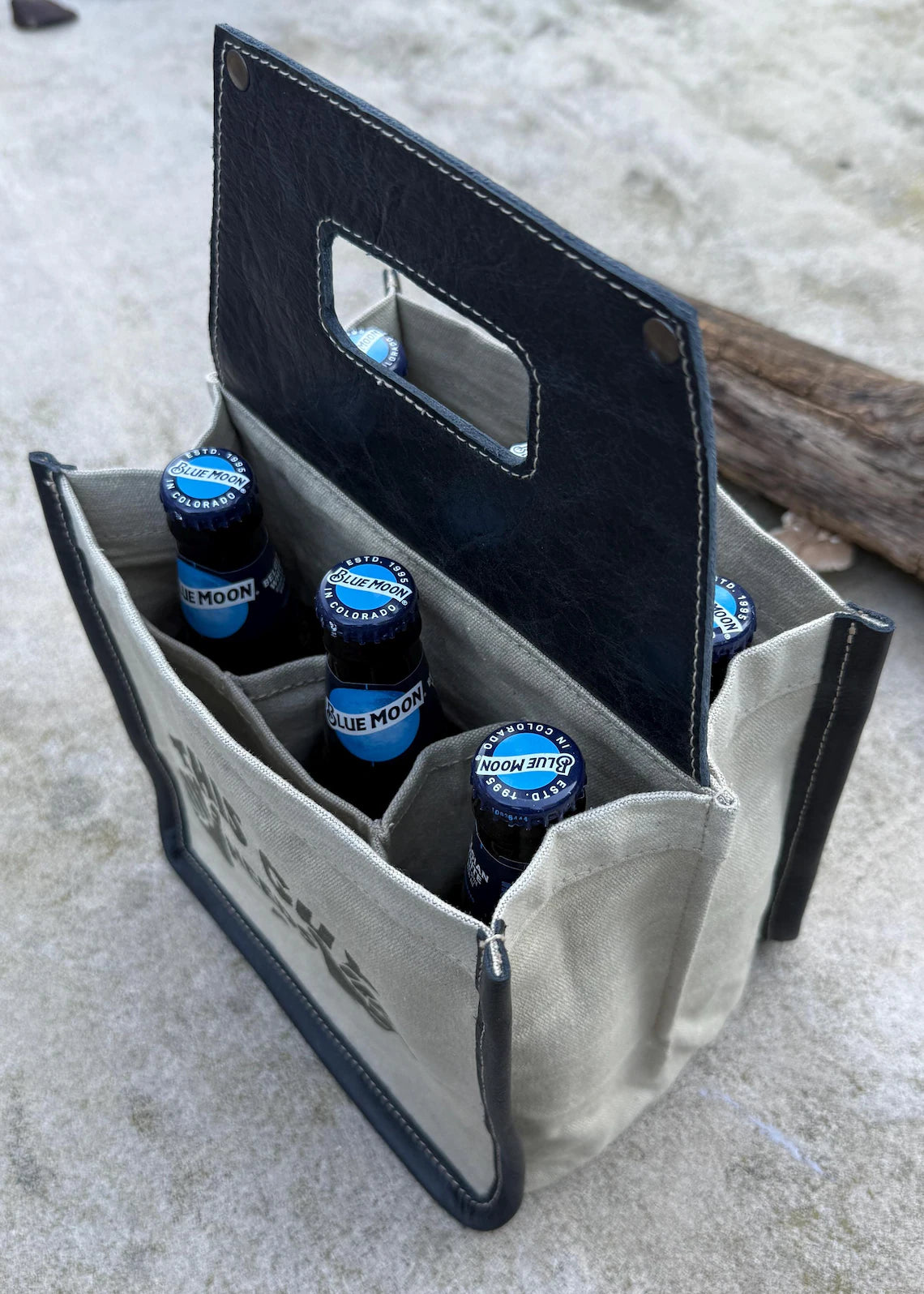 Repurposed Military Canvas Beer Caddy: Rustic Beer Lover Gift - DharmaObjects