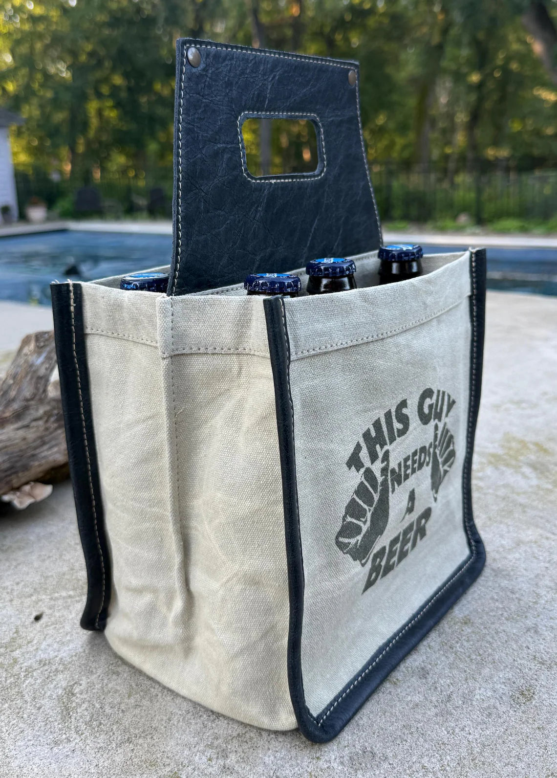Repurposed Military Canvas Beer Caddy: Rustic Beer Lover Gift - DharmaObjects
