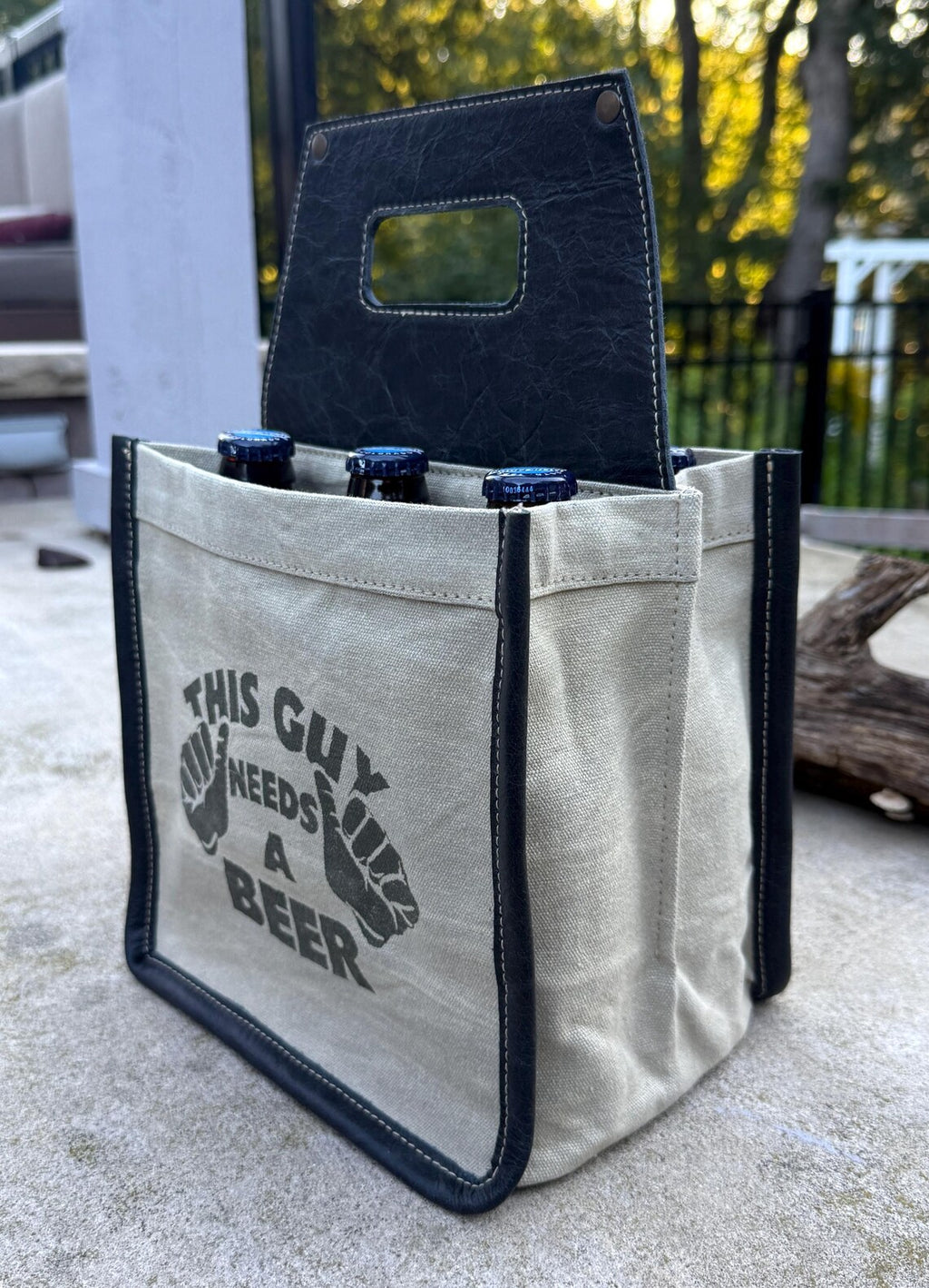 Repurposed Military Canvas Beer Caddy: Rustic Beer Lover Gift - DharmaObjects