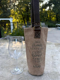 Upcycled Military Tent Canvas Wine Bag: Rustic Leather Carrier - DharmaObjects
