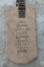 Upcycled Military Tent Canvas Wine Bag: Rustic Leather Carrier - DharmaObjects