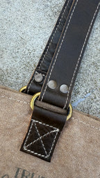 Upcycled Military Tent Canvas Wine Bag: Rustic Leather Carrier - DharmaObjects