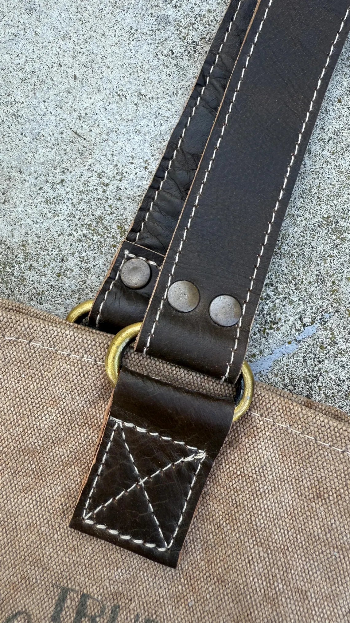Upcycled Military Tent Canvas Wine Bag: Rustic Leather Carrier - DharmaObjects