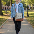 Upcycled Military Tent Crossbody Bag: Eco-Friendly Leather & Brass - DharmaObjects