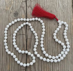 White Marble 108 Bead Mala Necklace • Hand-Knotted Gemstone Prayer Beads • Yoga Jewelry • Meditation Spiritual Necklace Gift - DharmaObjects