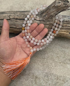 White Onyx 108 Bead Mala Necklace • Hand-Knotted Gemstone Prayer Beads • Yoga Jewelry • Spiritual Meditation Necklace Gift - DharmaObjects
