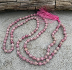 Rhodonite 108 Bead Mala • Hand-Knotted Meditation Prayer Beads • Yoga Jewelry • Spiritual Healing Gemstone Necklace Gift - DharmaObjects