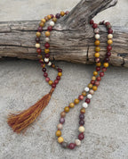Mookaite Jasper 108 Bead Mala• Hand-Knotted Meditation Prayer Beads • Yoga Jewelry • Spiritual Healing Gemstone Necklace Gift - DharmaObjects