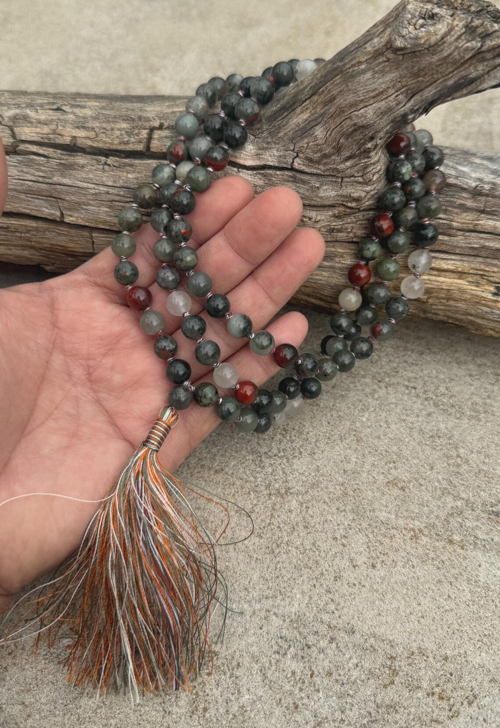 Bloodstone 108 Bead Mala • Hand-Knotted Meditation Prayer Beads • Yoga Jewelry • Spiritual Healing Gemstone Necklace Gift - DharmaObjects
