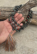 Bloodstone 108 Bead Mala • Hand-Knotted Meditation Prayer Beads • Yoga Jewelry • Spiritual Healing Gemstone Necklace Gift - DharmaObjects
