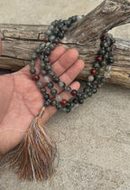 Bloodstone 108 Bead Mala • Hand-Knotted Meditation Prayer Beads • Yoga Jewelry • Spiritual Healing Gemstone Necklace Gift - DharmaObjects