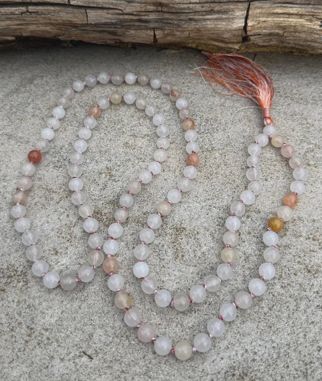 White Onyx 108 Bead Mala Necklace • Hand-Knotted Gemstone Prayer Beads • Yoga Jewelry • Spiritual Meditation Necklace Gift - DharmaObjects