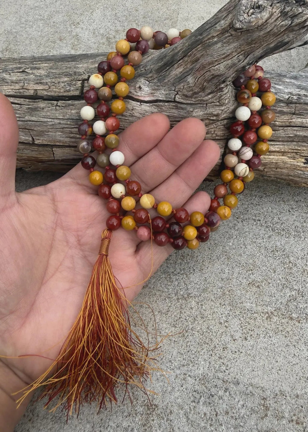 Mookaite Jasper 108 Bead Mala• Hand-Knotted Meditation Prayer Beads • Yoga Jewelry • Spiritual Healing Gemstone Necklace Gift - DharmaObjects