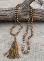 Picture Jasper 108 Bead Mala • Hand-Knotted Meditation Prayer Beads • Yoga Jewelry • Spiritual Healing Gemstone Necklace Gift - DharmaObjects