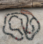 Bloodstone 108 Bead Mala • Hand-Knotted Meditation Prayer Beads • Yoga Jewelry • Spiritual Healing Gemstone Necklace Gift - DharmaObjects