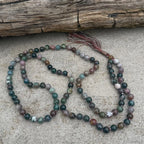 Indian Agate 108 Bead Mala • Hand-Knotted Meditation Prayer Beads • Yoga Jewelry • Spiritual Healing Gemstone Necklace Gift - DharmaObjects