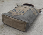 Vintage Military Tent Crossbody Bag – Durable, Eco-Conscious, with Leather Accents & Stainless Steel Hardware - DharmaObjects